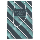 Sac Cadeau Moyen Motif de bande de Noël ID Turquoise862 (Devant)