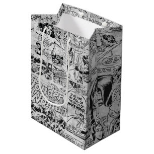 Sac Cadeau Moyen Motif de bande dessinée vintage de Wonder Woman