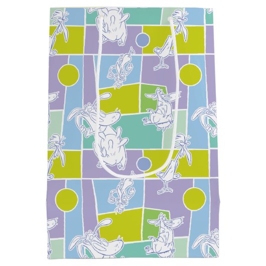 Sac Cadeau Moyen Motif de bloc couleur vache et poulet (Dos)