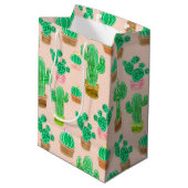 Sac Cadeau Moyen Motif de cactus pointillés (Dos Angle)