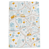 Sac Cadeau Moyen Motif de carte de quartier de Cute Pastel (Devant)