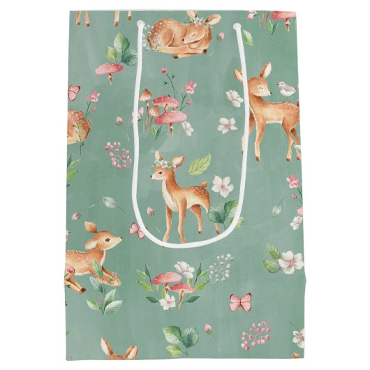 Sac Cadeau Moyen Motif de cerfs à l'aquarelle (Dos)
