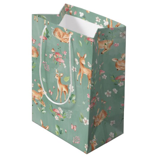 Sac Cadeau Moyen Motif de cerfs à l'aquarelle (Dos Angle)
