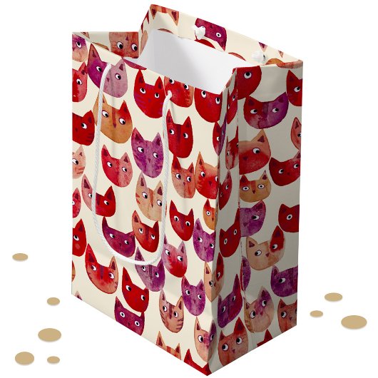 Sac Cadeau Moyen Motif de chat coloré amusant