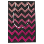 Sac Cadeau Moyen Motif de chevron gris foncé rose magenta (Devant)