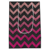 Sac Cadeau Moyen Motif de chevron gris foncé rose magenta (Dos)
