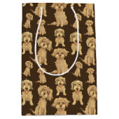 Sac Cadeau Moyen Motif de chien Brown labradoodle doré (Devant)