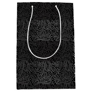 Sac Cadeau Moyen Motif de circuit connecté b Go noir