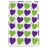Sac Cadeau Moyen Motif de coeur d'amour vert pourpre (Devant)