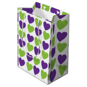 Sac Cadeau Moyen Motif de coeur d'amour vert pourpre (Dos Angle)