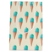 Sac Cadeau Moyen Motif de cône de glace bleu, jaune clair (Dos)