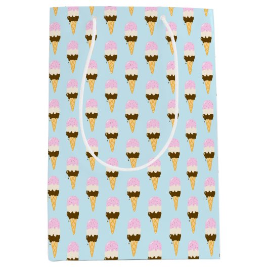 Sac Cadeau Moyen Motif de cône de glace napolitain (Devant)