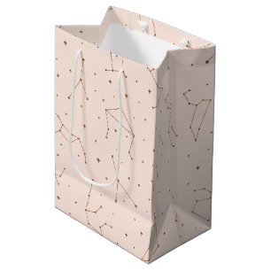 Sac Cadeau Moyen Motif de constellation minimaliste en rose et marr