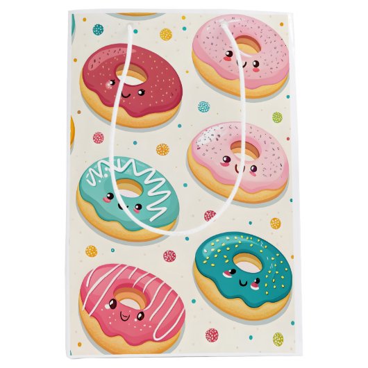Sac Cadeau Moyen Motif de Donuts (Devant)