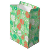 Sac Cadeau Moyen Motif de feuillage vert et orange (Dos Angle)