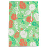 Sac Cadeau Moyen Motif de feuillage vert et orange (Devant)