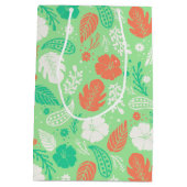 Sac Cadeau Moyen Motif de feuillage vert et orange (Dos)