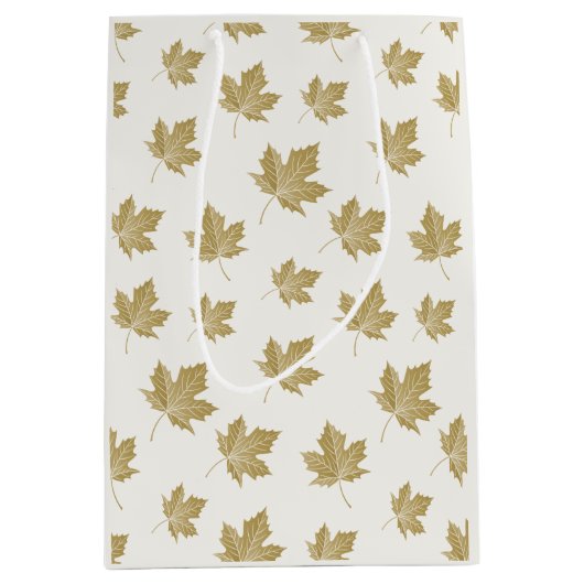 Sac Cadeau Moyen Motif de feuille d'érable d'or antique (Devant)