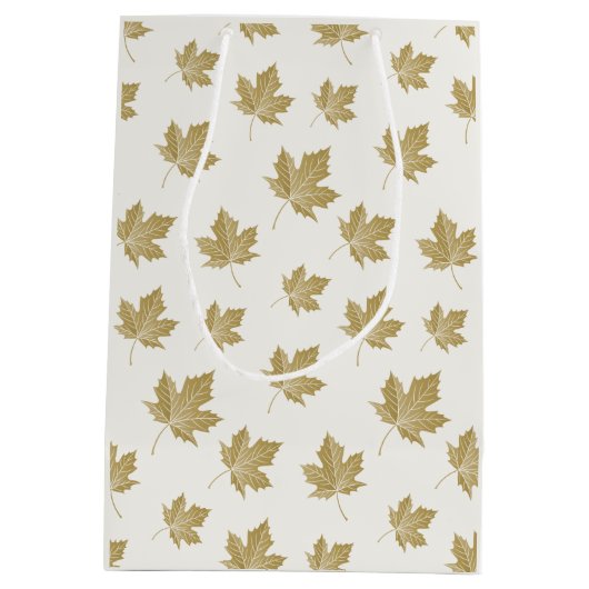 Sac Cadeau Moyen Motif de feuille d'érable d'or antique (Dos)