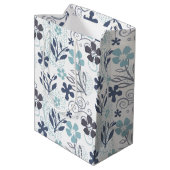 Sac Cadeau Moyen Motif de fleurs bleues (Dos Angle)