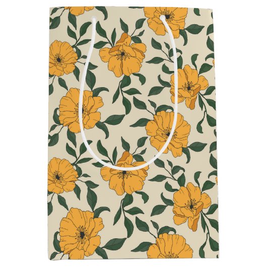 Sac Cadeau Moyen Motif de fleurs de crapaud orange (Devant)