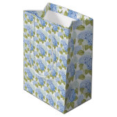 Sac Cadeau Moyen Motif de fleurs d'hydrangea bleu élégant  (Dos Angle)