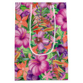 Sac Cadeau Moyen Motif de fleurs hawaïennes tropicales (Dos)