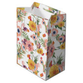 Sac Cadeau Moyen Motif De Fleurs Rose Et Jaune Clair (Dos Angle)