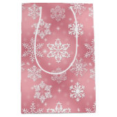 Sac cadeau moyen motif de flocon rose (Devant)