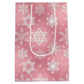 Sac cadeau moyen motif de flocon rose (Dos)