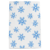 Sac Cadeau Moyen Motif de flocons d'eau bleu (Devant)