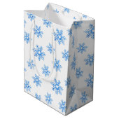 Sac Cadeau Moyen Motif de flocons d'eau bleu (Dos Angle)