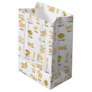 Sac Cadeau Moyen Motif de formes et noms de pâtes italiennes