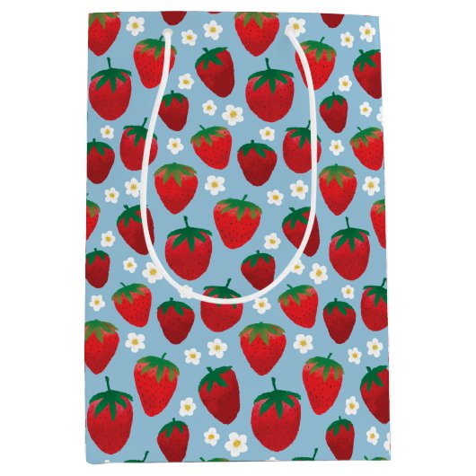 Sac Cadeau Moyen Motif de fraises sucrées (Devant)