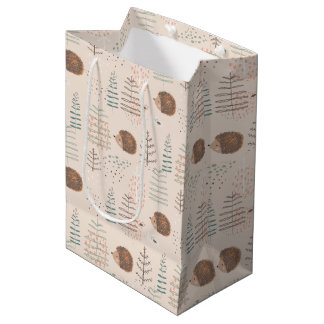 Sac Cadeau Moyen Motif de hérisson de bois mignon