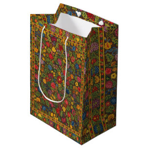 Sac Cadeau Moyen Motif de jardin botanique antique vibrant