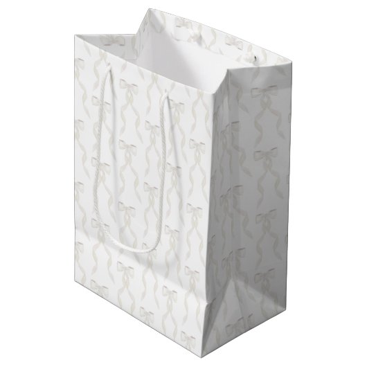 Sac Cadeau Moyen Motif de la Bow blanche Aquarelle (Devant Angle)