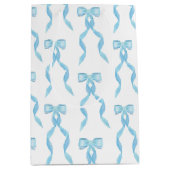 Sac Cadeau Moyen Motif de la Bow Bleue Aquarelle (Devant)