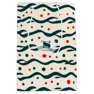 Sac Cadeau Moyen Motif de lignes et de formes géométriques Abstrait