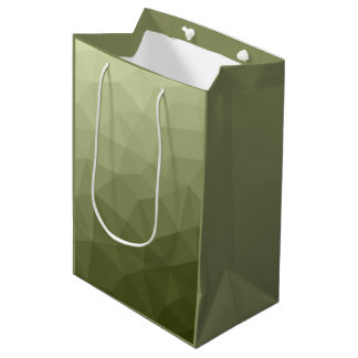 Sac Cadeau Moyen Motif de maillage géométrique dégradé vert clair d