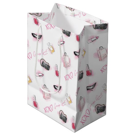 Sac Cadeau Moyen Motif de maquillage pour filles Gossip (Devant Angle)