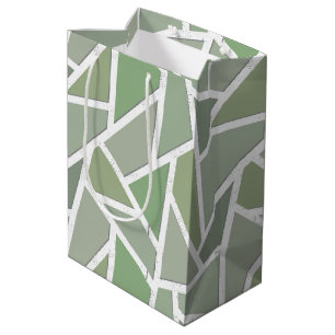 Sac Cadeau Moyen Motif de mosaïque vert olive