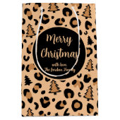 Sac Cadeau Moyen Motif de Noël Empreinte de léopard (Devant)
