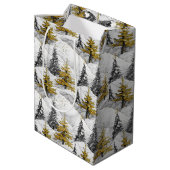 Sac Cadeau Moyen Motif de Noël en or noir #4 ID1009 Enveloppement (Dos Angle)