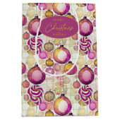 Sac Cadeau Moyen Motif de Noël Magenta Gold n° 6 ID1009 (Devant)