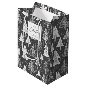 Sac Cadeau Moyen Motif de Noël noir blanc #5 ID1009