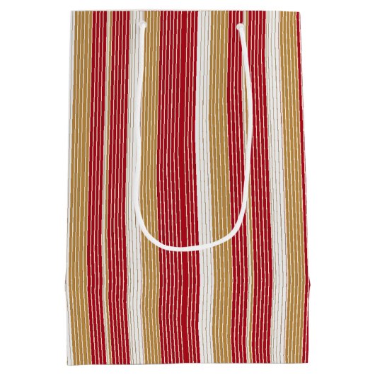 Sac Cadeau Moyen Motif de Noël Red Gold Pinstripe #28 ID1009 (Dos)