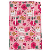 Sac Cadeau Moyen Motif de Noël rose