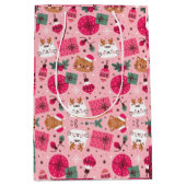 Sac Cadeau Moyen Motif de Noël rose (Devant)