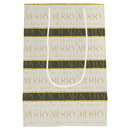 Sac Cadeau Moyen Motif de Noël Vert Or #35 ID1009 (Dos)